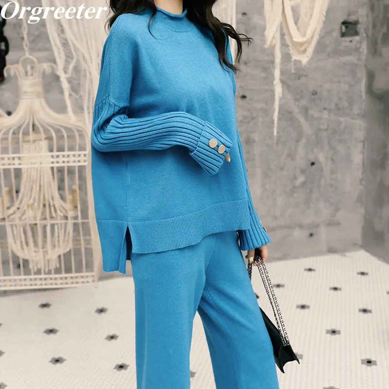 Комплект с толстовкой женский 2020 зимние свободные высоким плотно облегающим шею