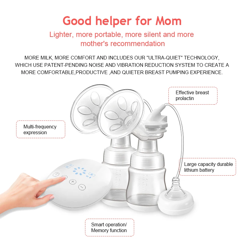 Электрический бесшумный молокоотсос С Двусторонним Всасыванием