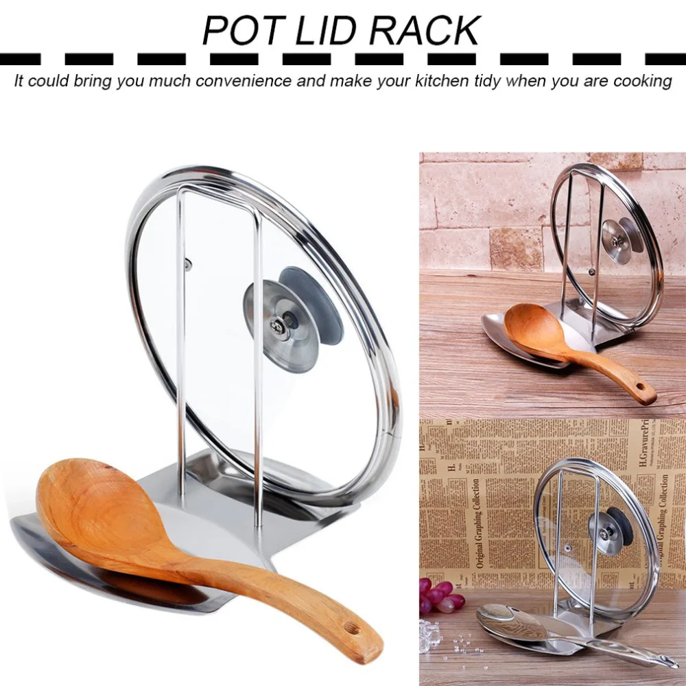 

Stainless Steel Pot Cover Rack Cover Spoon Rack Kitchen Non Porous Rack With Drain Tray Kitchen Cooking Multi Function Rack