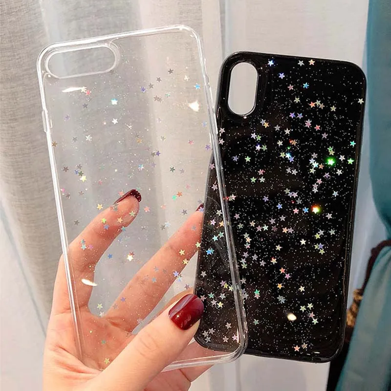 Чехол для iphone 12 11 Pro Max XS X 7 8 6 6s plus Блестящий Мягкий силиконовый прозрачный чехол из