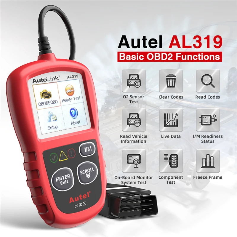 Autel Автоссылка AL319 OBD2 считыватель кодов DIY Автомобильный сканер OBD автоматический диагностический инструмент Automotriz считывание и стирание кода pk AD310 ELM327