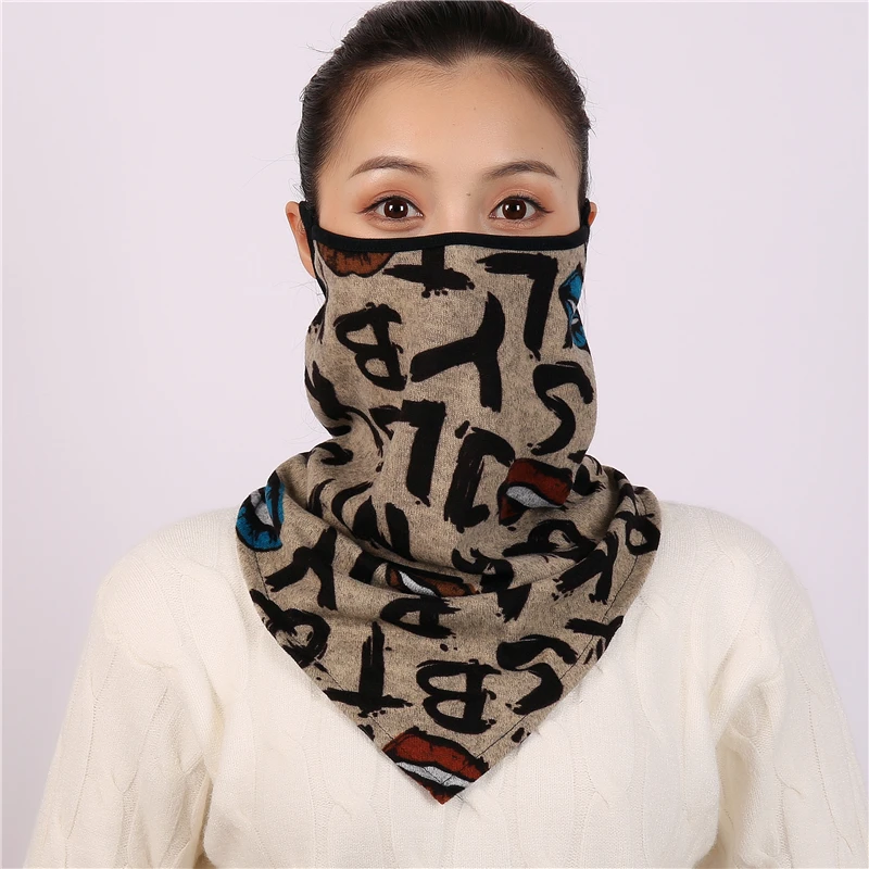 

Women Print Face Scarf Winter Spring Mask Female Bandana Designer Warm Foulard Cotton Soft Neck Scarves Ring Wraps Cover 2020