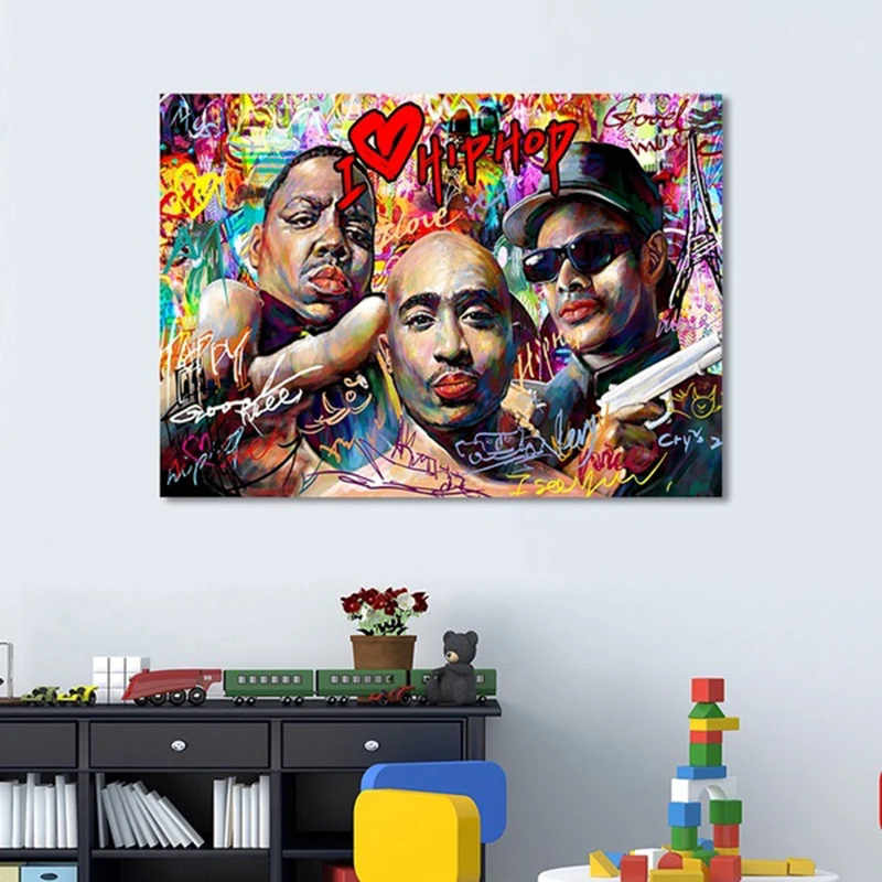 

Print Canvas Painting Hiphop Rapper Tupac Biggie Eazy-E Picture Wall Decor Nordic Home Decor Living Room Fashion Cuadros Poster