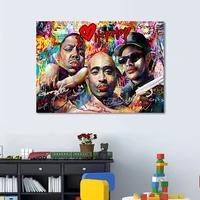 print canvas painting hiphop rapper tupac biggie eazy e picture wall decor nordic home decor living room fashion cuadros poster