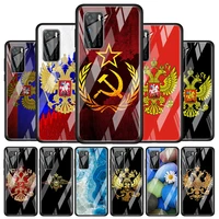 russia flag national emblem for huawei p40 p30 pro plus p20 p10 lite p smart z 2021 2020 2019 luxury tempered glass phone case