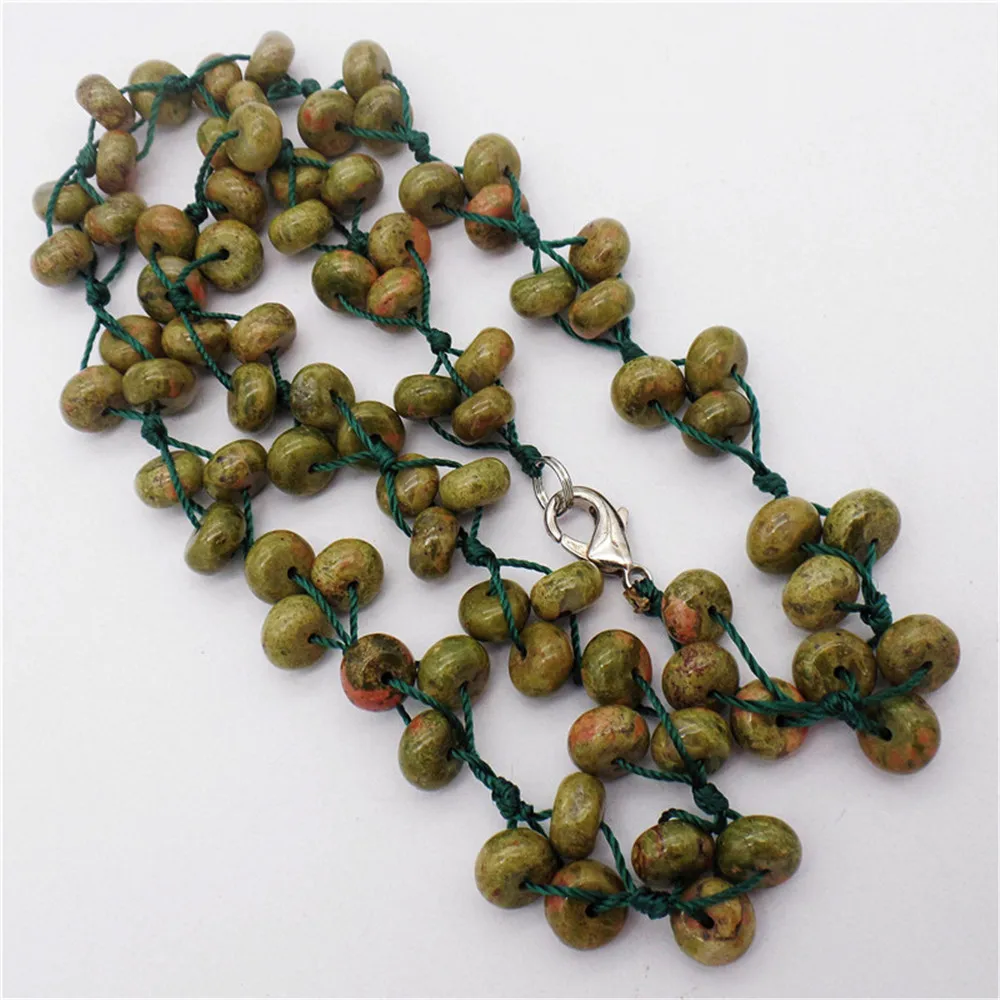 

1 нить 8x5 мм, оптовая продажа, Натуральная Зеленая Ювелирная яшма унакита, разделитель, бисер, подвеска, ожерелье, украшения, 16,5 дюйма S312