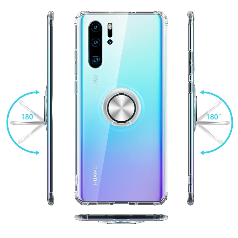 Чехол для huawei P30 чехол P20 Pro ударопрочный прозрачный Стенд колец на палец