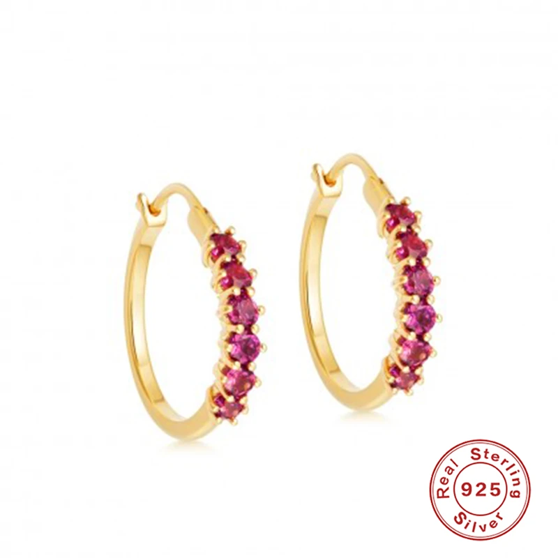 

BOAKO 925 Sterling Silver Colorful Pendiente Luxury Circle Fashion Huggies Hoop Earrings Piercing Jewelry Pendientes Plata 925