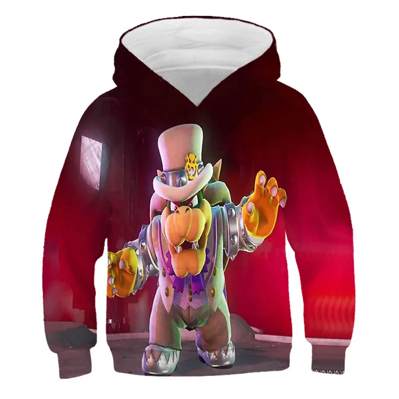 От 2 до 16 лет Модный милый мультфильм Марио Свитер с капюшоном рисунком из аниме