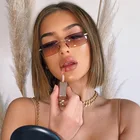 Солнцезащитные очки унисекс, прямоугольные, квадратные, без оправы, в винтажном стиле, с защитой UV400, серого и розового цветов, 2020