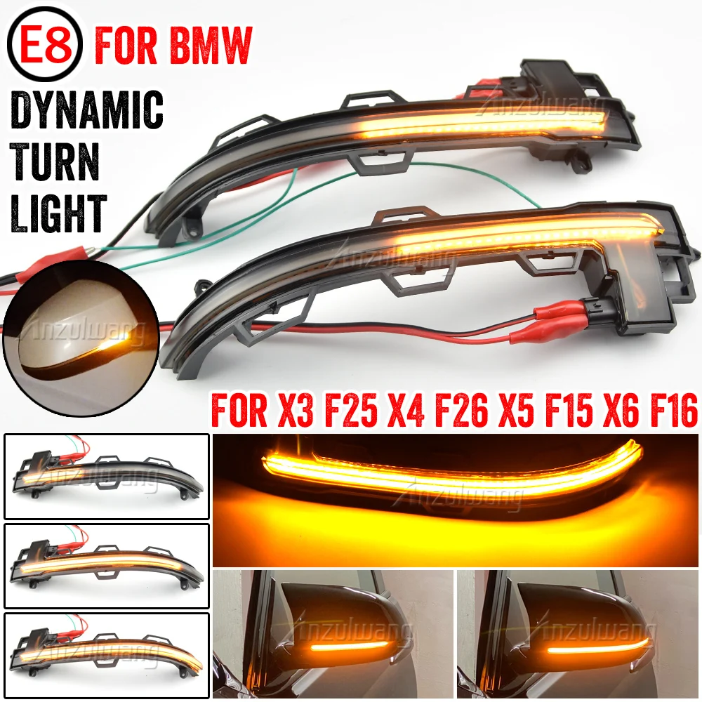 

Smoked Side Mirror Sequential Turn Signal Light For BMW X3 F25 X4 F26 X5 F15 X6 F16 2014-2018 LED Dynamic Turn Signal Light 12v