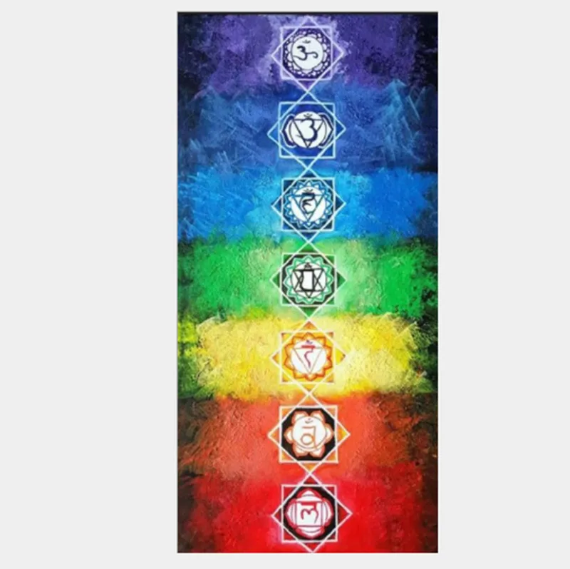 Square colorful rainbow beach towel shawl wrap skirt bath Yoga mat Sun salutations energy Mat Home Decor tapestry | Дом и сад