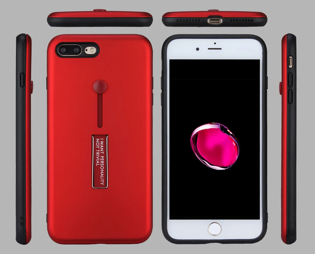 

Luxury Hidden Kickstand Case for iPhone 11 Pro Max XR X XS SE2 6 7 8 Plus Solid Color Ring Holder Double Layer Shockproof Cover