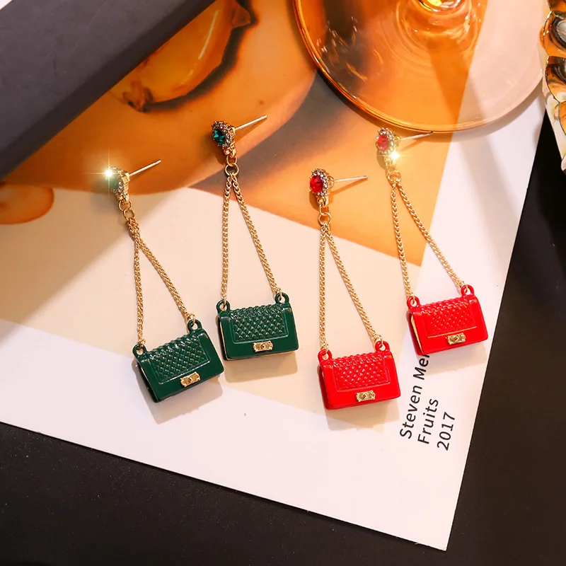 Unique Design Women Bag and High-heeled Shoes Earrings for Rhinestone Long Drop Christmas Party Korean Jewelry | Украшения и