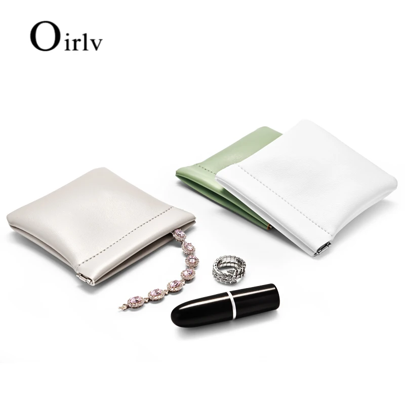 Oirlv PU Leather Bracelet Lipstick Loose Powder Cosmetic Storage Cosmetic Bag Ladies Ring Watch Jewelry Storage Bag