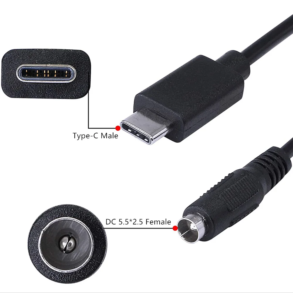 Тип USB C USB-C мужской переменного тока в постоянный 5.5X2.5mm и женский Мощность Jack
