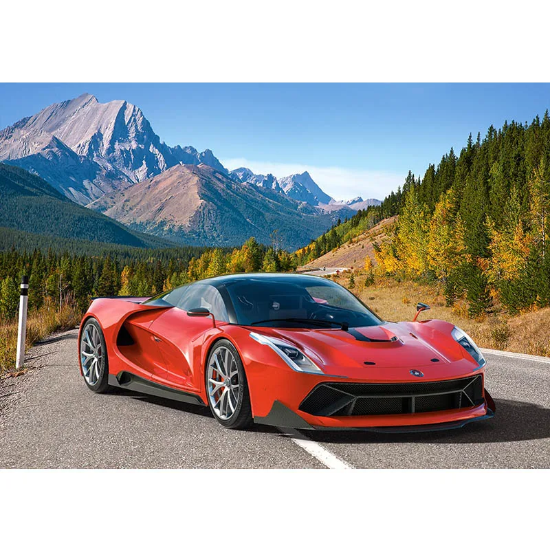 

5D Diy Diamond Painting Mountain Ride Red Supercar Landscape Full Drills Embroidery Rhinestones Pictures Wall Art Home Decor