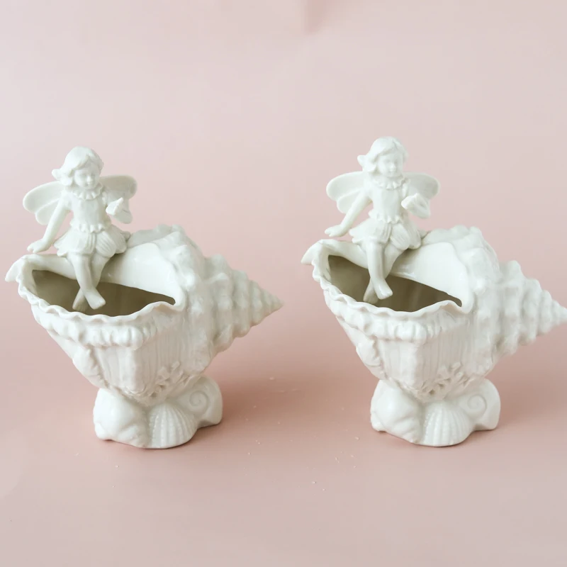 

Creative Conch Flower Angel Arts Flower Vase Girl Flower Arranging Flower Pot European Home Decorative Art Ceramics Vase