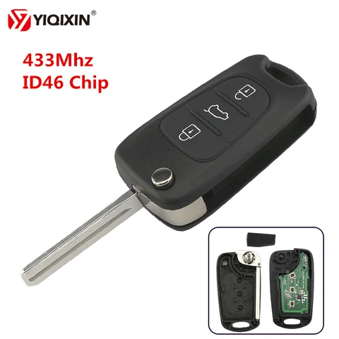 Складной ключ с дистанционным управлением YIQIXIN, с 3 кнопками, 433 МГц, чип транспондера ID46 для Kia Sportage Picanto 3 Rio K2 K5 Cerato Ceed