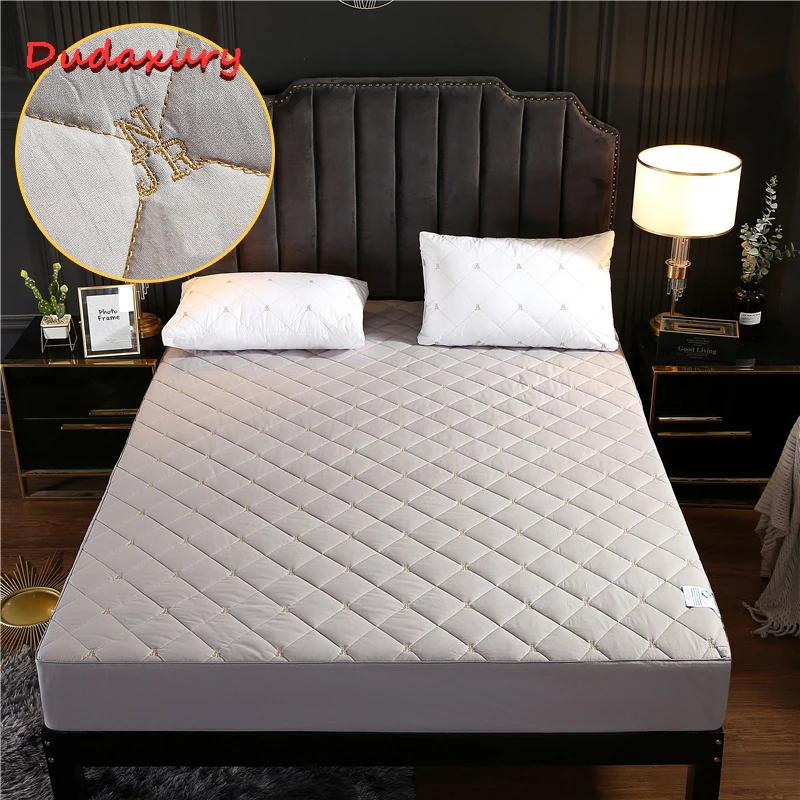 

Thick Quilted Mattress Cover Exquisite Embroidery Fitted Sheet Anti-mite and Antibacterial Queen King Washable Bed Cover
