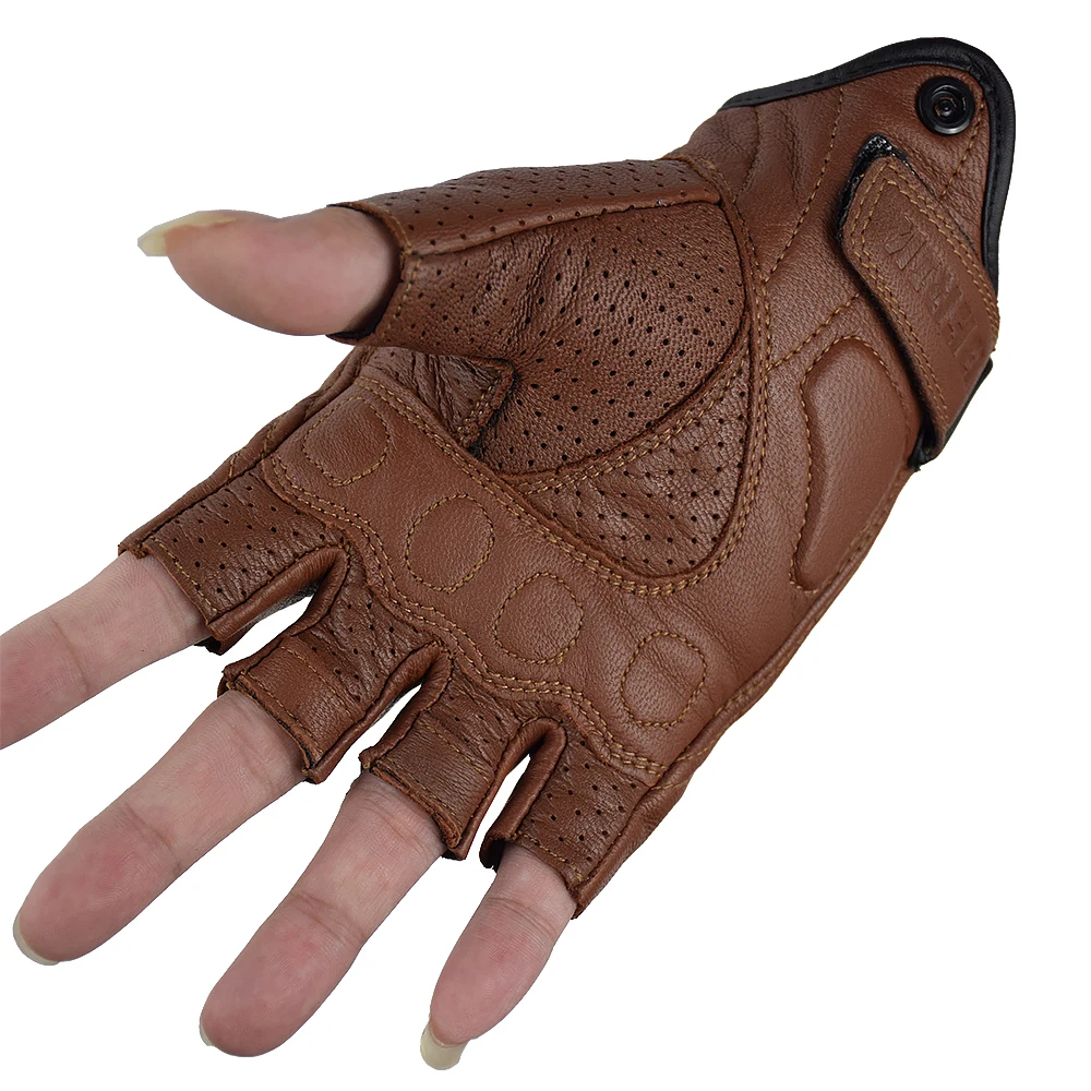 Перчатки мотоциклетные из козьей кожи коричневые винтажные летние 100% |