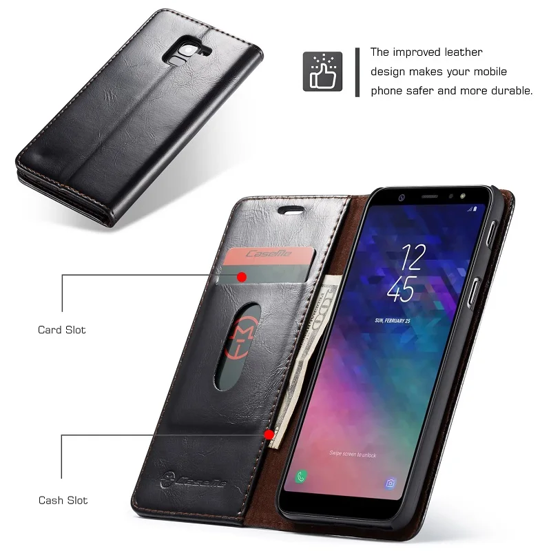 Роскошный винтажный кожаный чехол для samsung Galaxy A6, чехол-кошелек для samsung A6 A7 A8 A9, чехол-оболочка с откидной крышкой