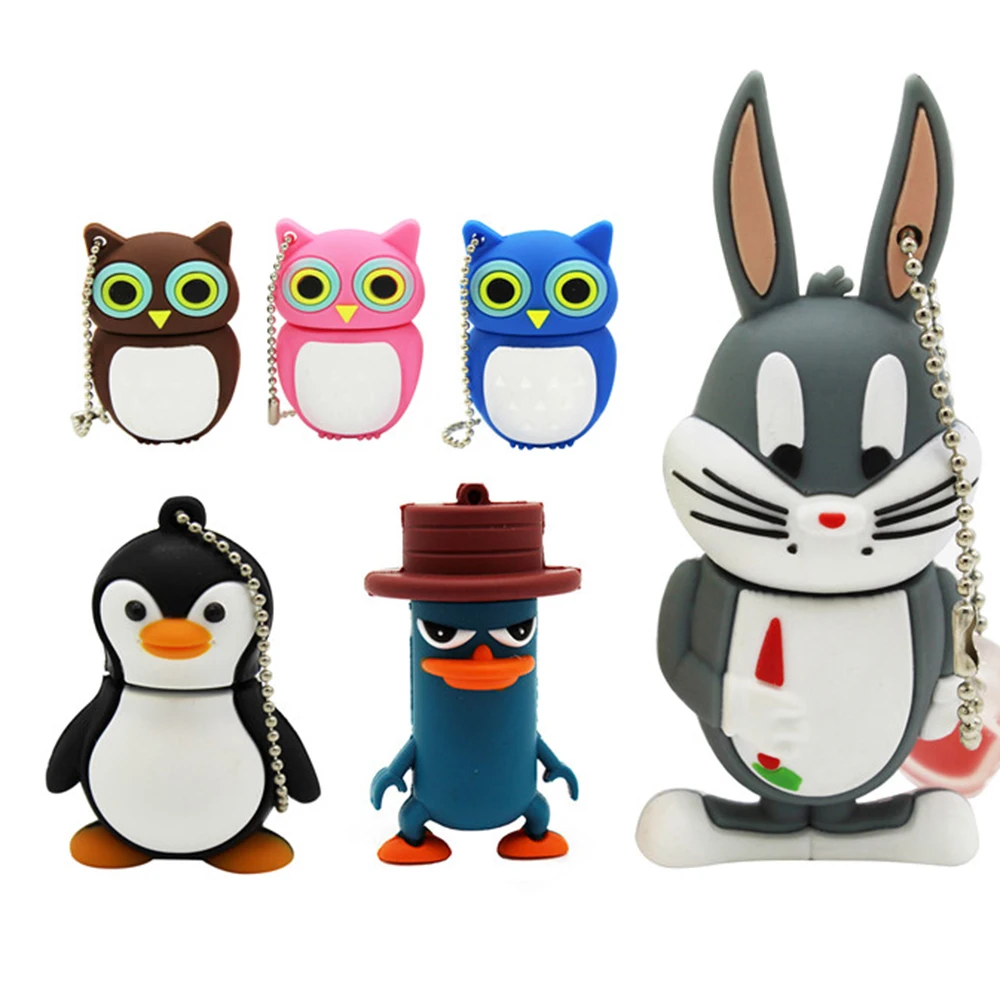 Usb флеш накопитель TEXT ME 128 ГБ 64 usb 2 0 4 8 16 32 флешка милый серый розовый кролик сова
