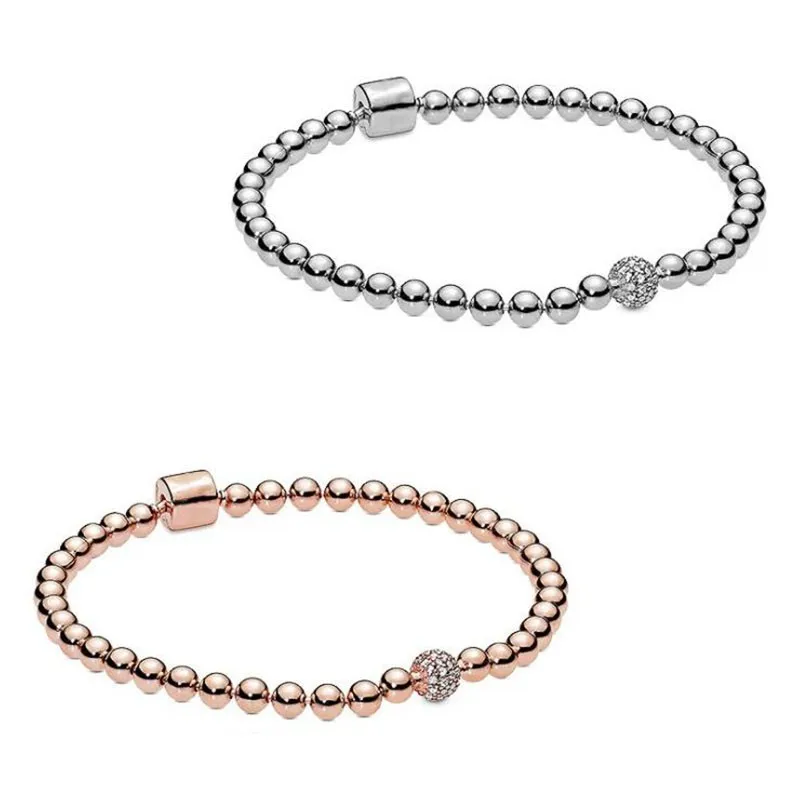

New Pan 925 Silver Fashion Beaded Bean Bracelet Women's Wedding Romantic Gift