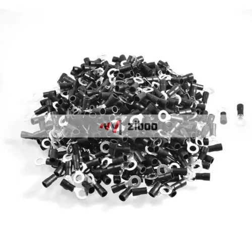 

500 шт. RV3.5-6 A.W.G 14 -12 черный рукава Предварительно изолированный кольцо терминалы разъем