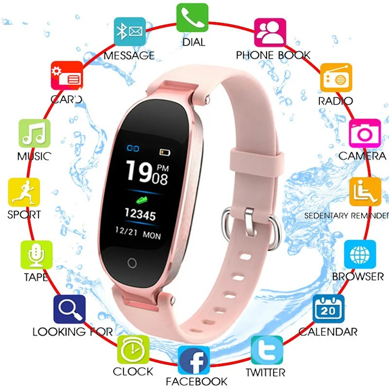 Водонепроницаемые Смарт часы S3 с цветным экраном Bluetooth модные женские