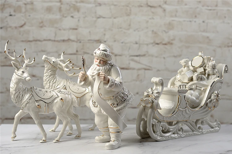 Керамическая ручная роспись золотого оленя Санты Декор рождественские подарки