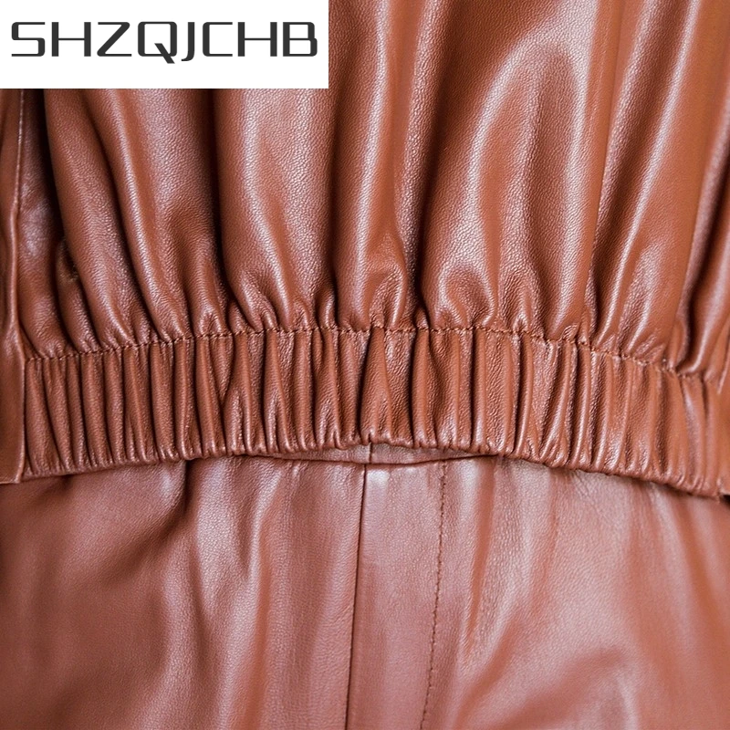 

JCHB 2021 Sheepskin Real Leather Vest Spring New Loose Pullover Solid Jackets Genuine Leather Fashion Short Waistcoats Elastic