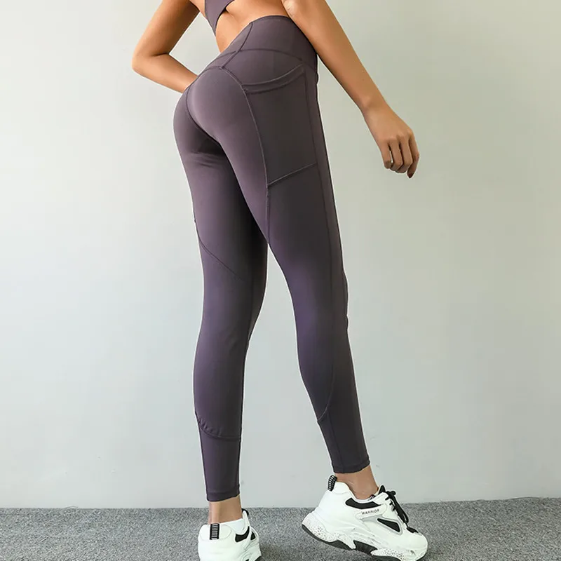 Женские легинсы для йоги фитнеса с высокой талией и боковыми карманами | Спорт