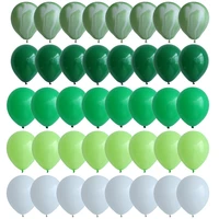 40pcs green balloons set agate marble balloons with metallic confetti balloon jungle safari animal birthday party decorations
