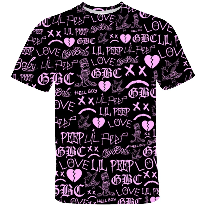 Футболка женская оверсайз с 3D принтом Lil Peep Детская рубашка коротким рукавом в