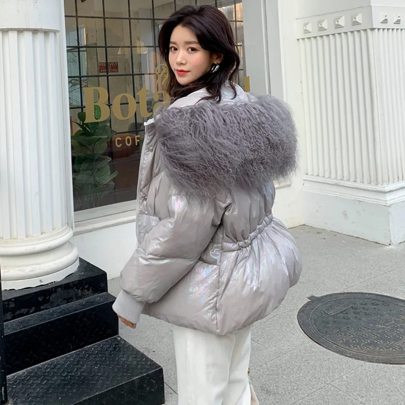 

Luck A Real Natural Fur Down Parka Winter Jacket Women Thicken White Duck Down Coat Female Waterproof Snow Outwear