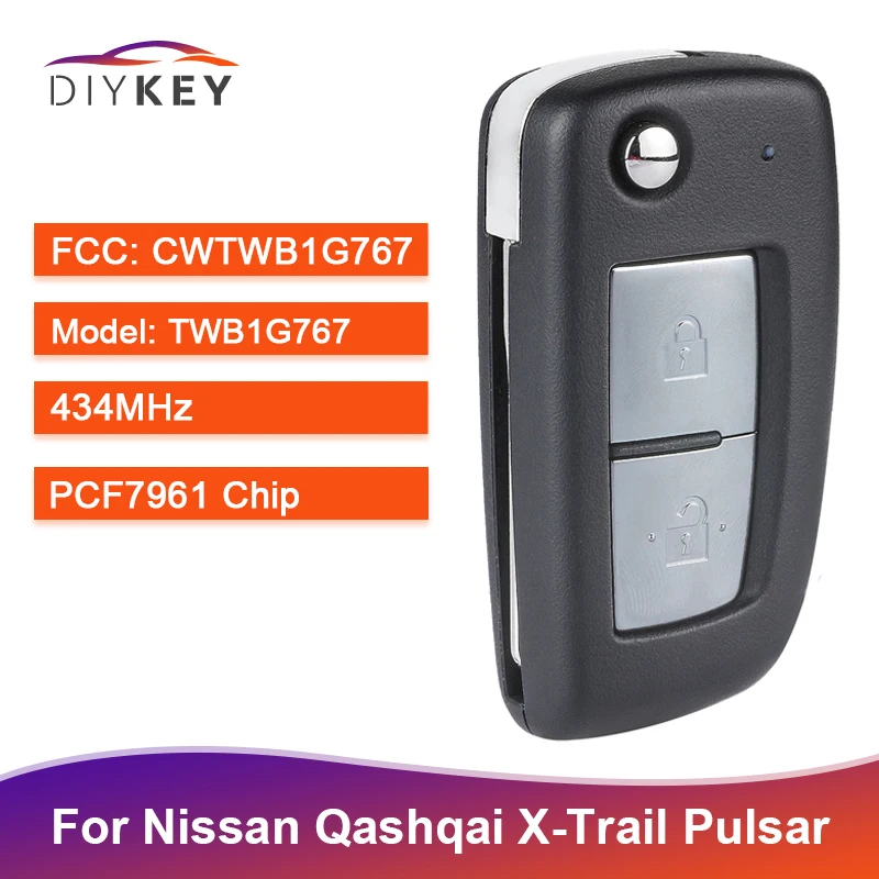 Пульт дистанционного управления DIYKEY CWTWB1G767 433 МГц PCF7961M 2 кнопки для Nissan Qashqai J11 Pulsar