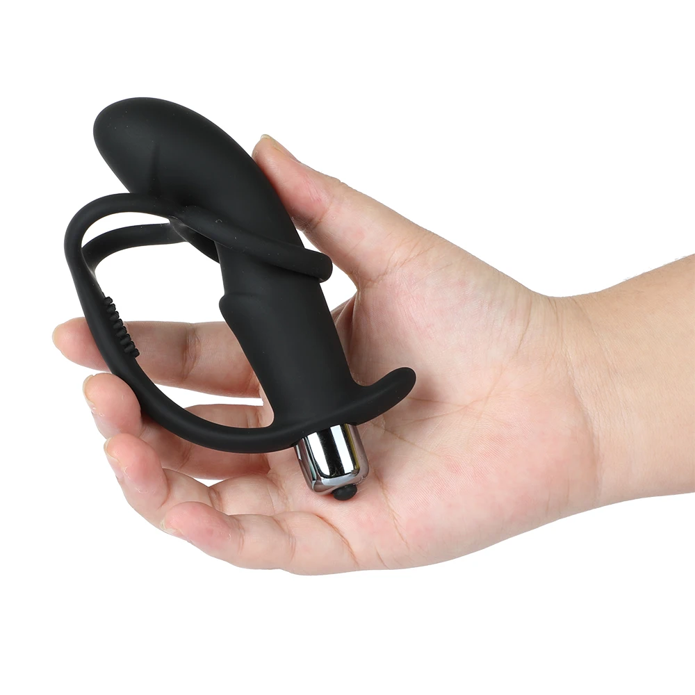 Мужской анальный массажер простаты 10 скоростей фаллоимитатор вибратор с кольцом