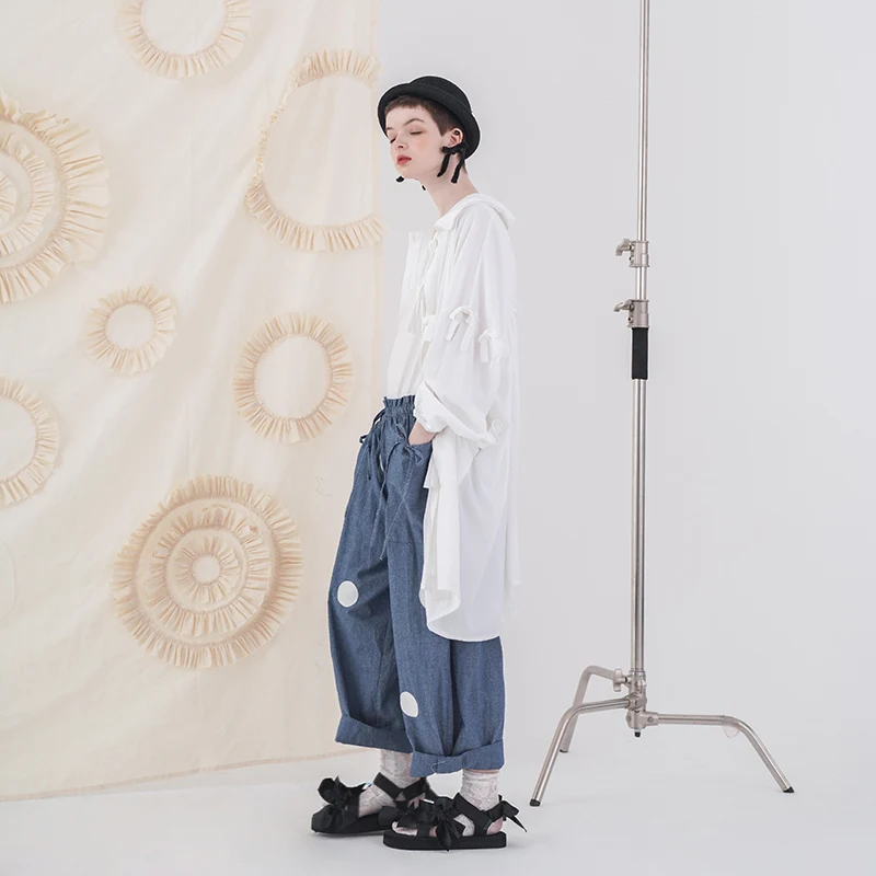 Imakokoni сплошной цвет повязки белая рубашка оригинальный дизайн свободные и