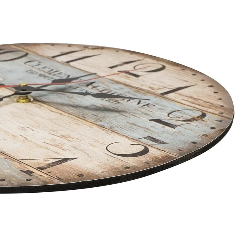 

12 Inch Silent Vintage Wooden Round Wall Clock Numerals Vintage Rustic Style Wooden Round Home Decor Wall Clock