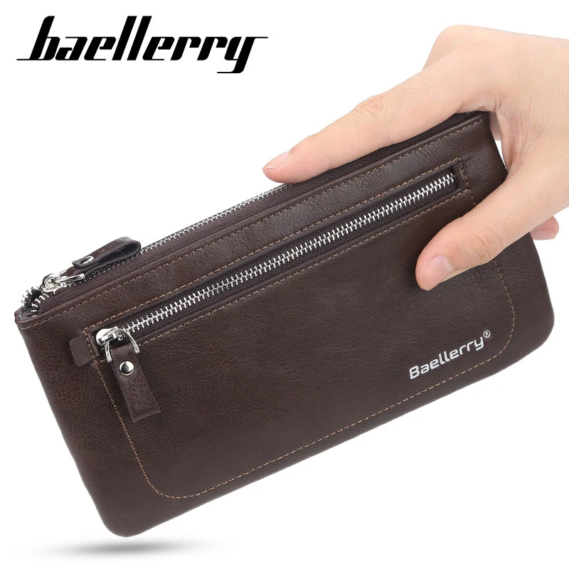 

Baellerry Men Wallets Vintage Long Wallet PU Leather Wallet High Quality Card Holder Male Purse Phone Bag Case Clutch For Men