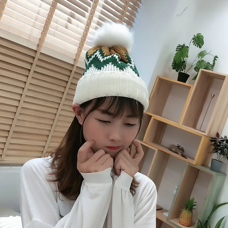 2019 шляпа женская осенняя и зимняя новая шерстяная дикие волосы шар вязаное