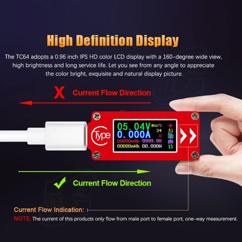 

RD TC64 Type-C USB Tester Voltage Current Meter Quick PD Charger Testing Monitor G88A