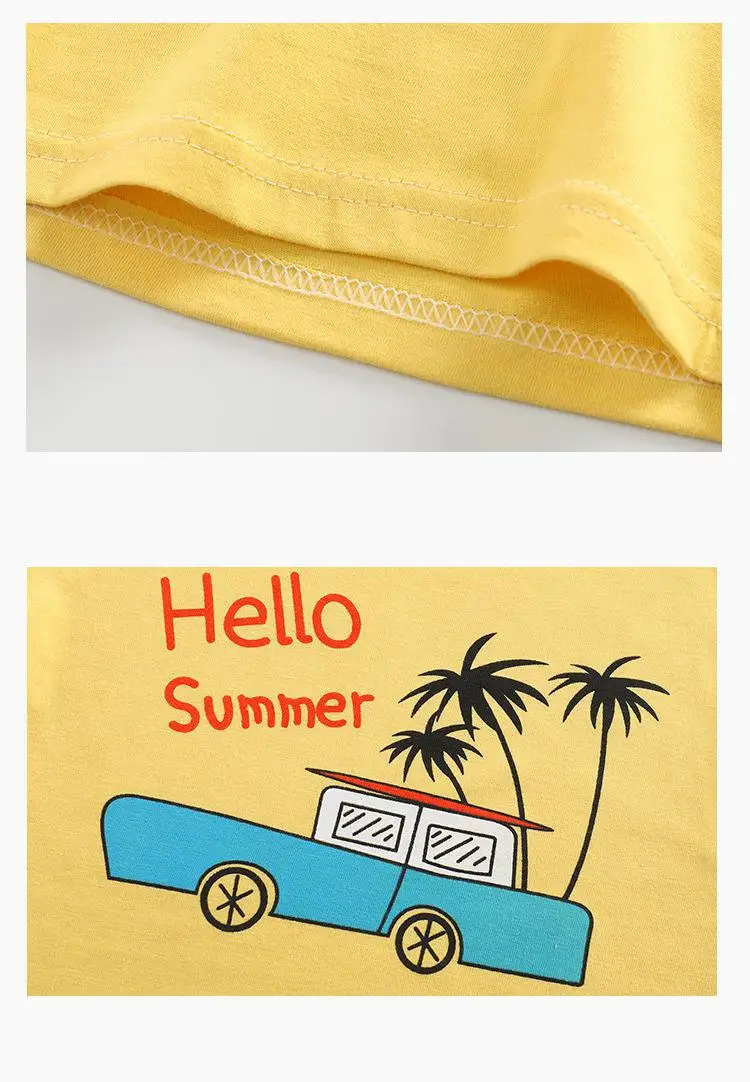 Летний детский костюм с коротким рукавом одежда из чистого хлопка для маленьких