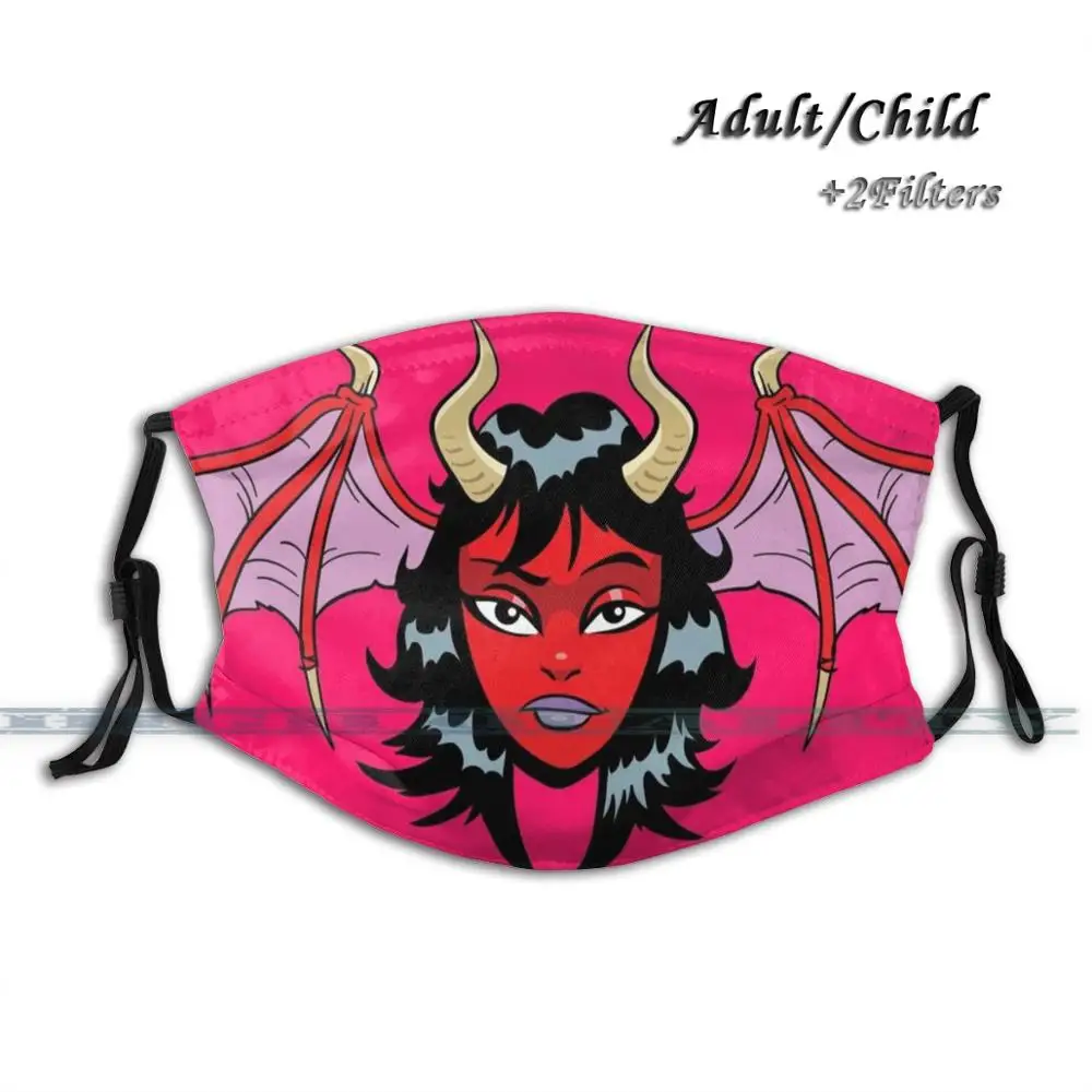 Дьявол девушка печати многоразовые рот маска моющийся фильтр против пыли лицо