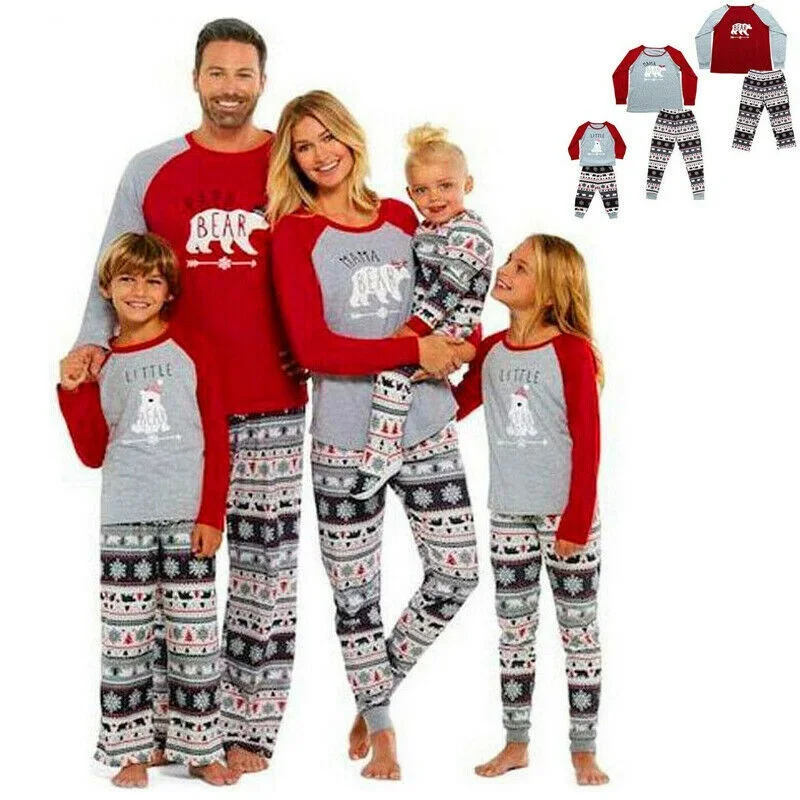 Рождественские Семейные одинаковые пижамы ночная одежда рождественские