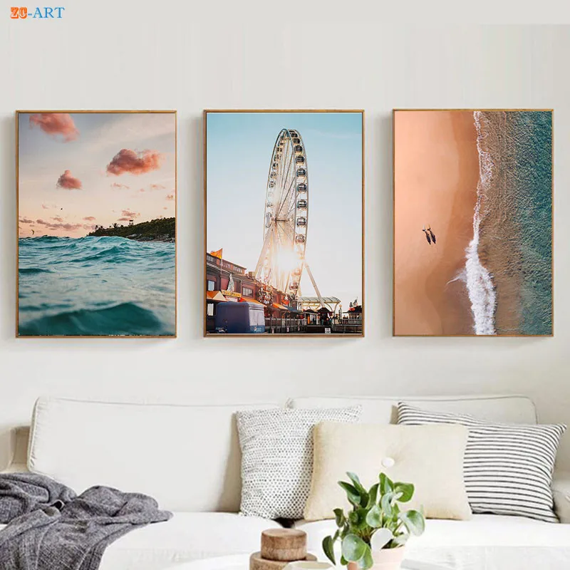 Океан Wall Art плакаты пляж и принты пейзаж Картина на холсте в прибрежных районах