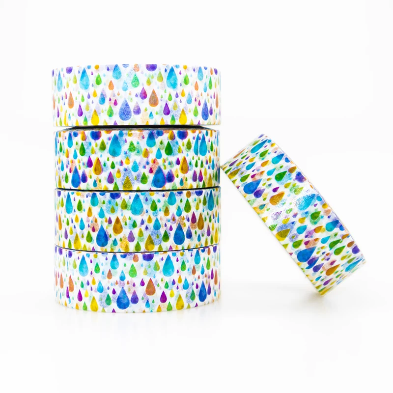 

Color Water Drops Washi Tape Set Sticky Decorative DIY Office Stationery Masking Paper Tape Scrapbooking 1PCS