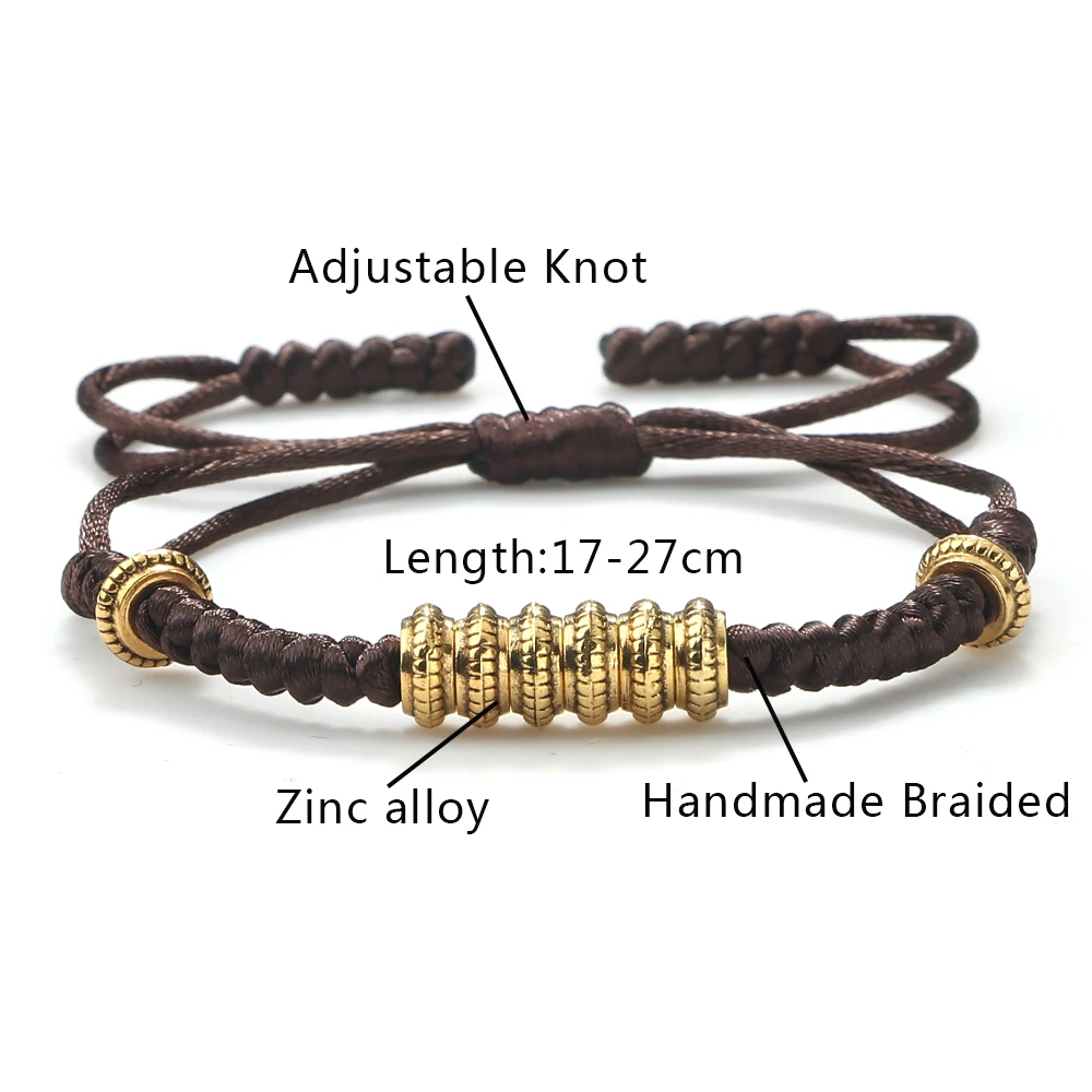 Тибетский плетеный браслет с бусинами золотого цвета красная и Черная веревка