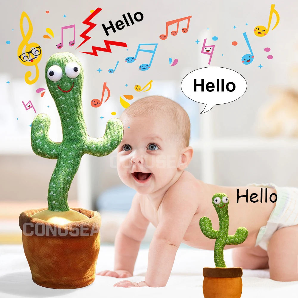 

120 Songs Dancing Cactus Speaker Talking USB Charging Voice Repeat Cactus Dancer toy talk Plushie Stuffed toys for Baby Girl Boy